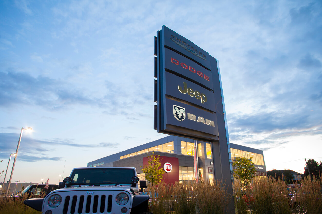 Sign for Jeep, Dodge and Ram store